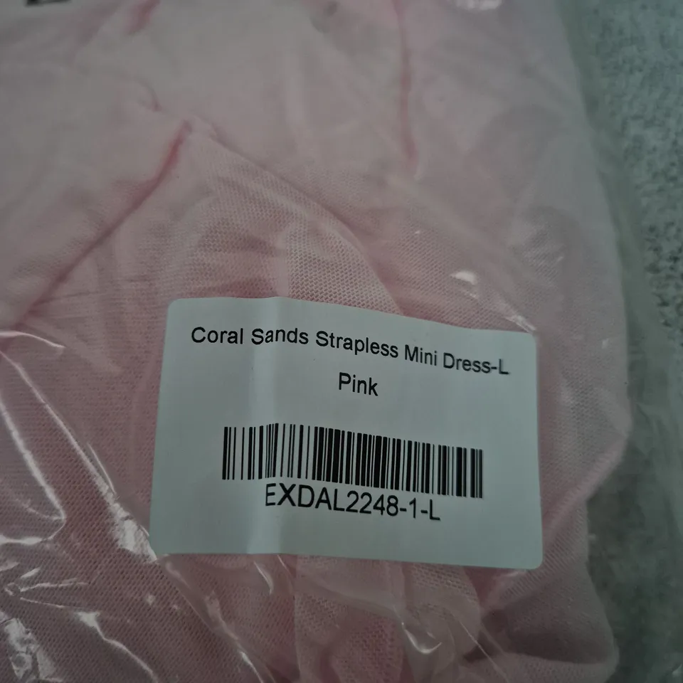 WHITE FOX CORAL SANDS STRAPLESS MINI DRESS – PINK, SIZE L