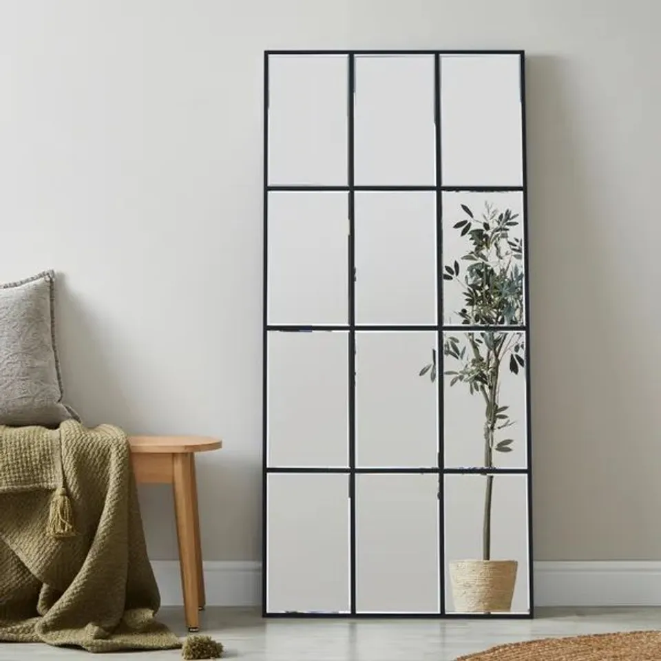 BOXED LUXE FULL LENGTH WINDOW LEANER MIRROR - BLACK (1 BOX)