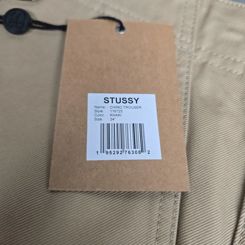 STUSSY CHINO TROUSERS – KHAKI, SIZE 34"