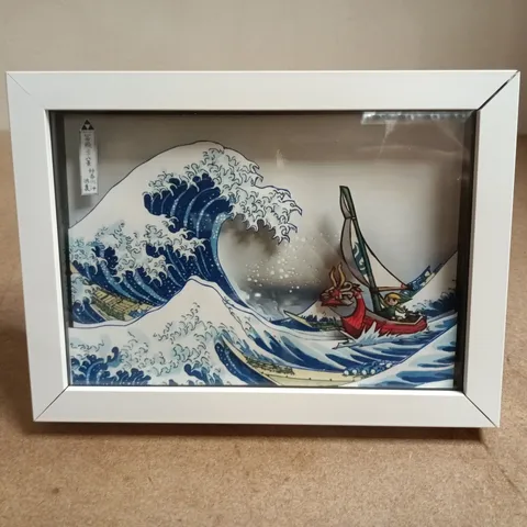 PIXELFICTION 3D SHADOW BOX ART FEATURING A HAND-CUT DIORAMA COMBINING JAPANESE ART WITH THE LEGEND OF ZELDA