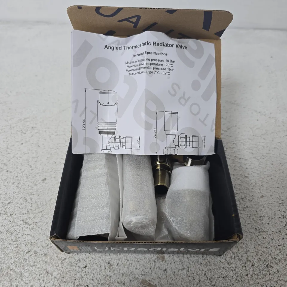 BOXED UKRADIATORS TRV PACK ANGLED DISHEVELLED ANTIQUE BRASS