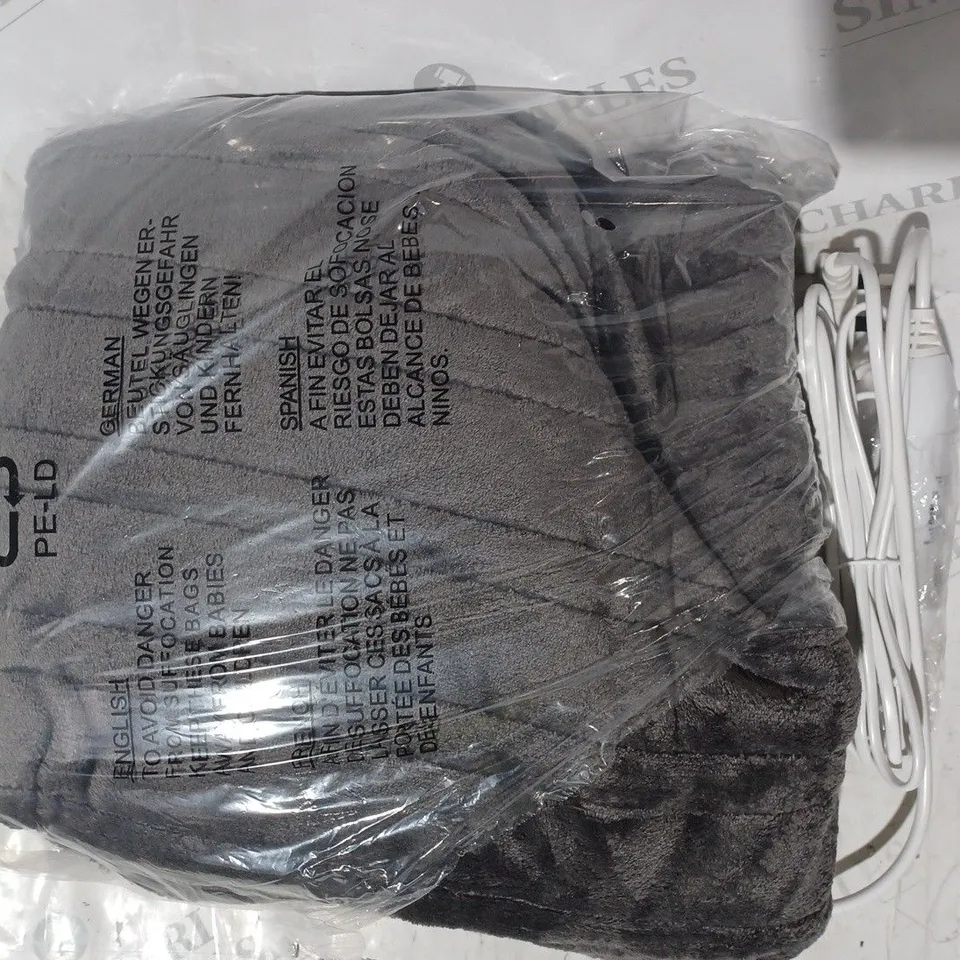 BOXED COZEE HOME HEATED BLANKET IN CHARCOAL 