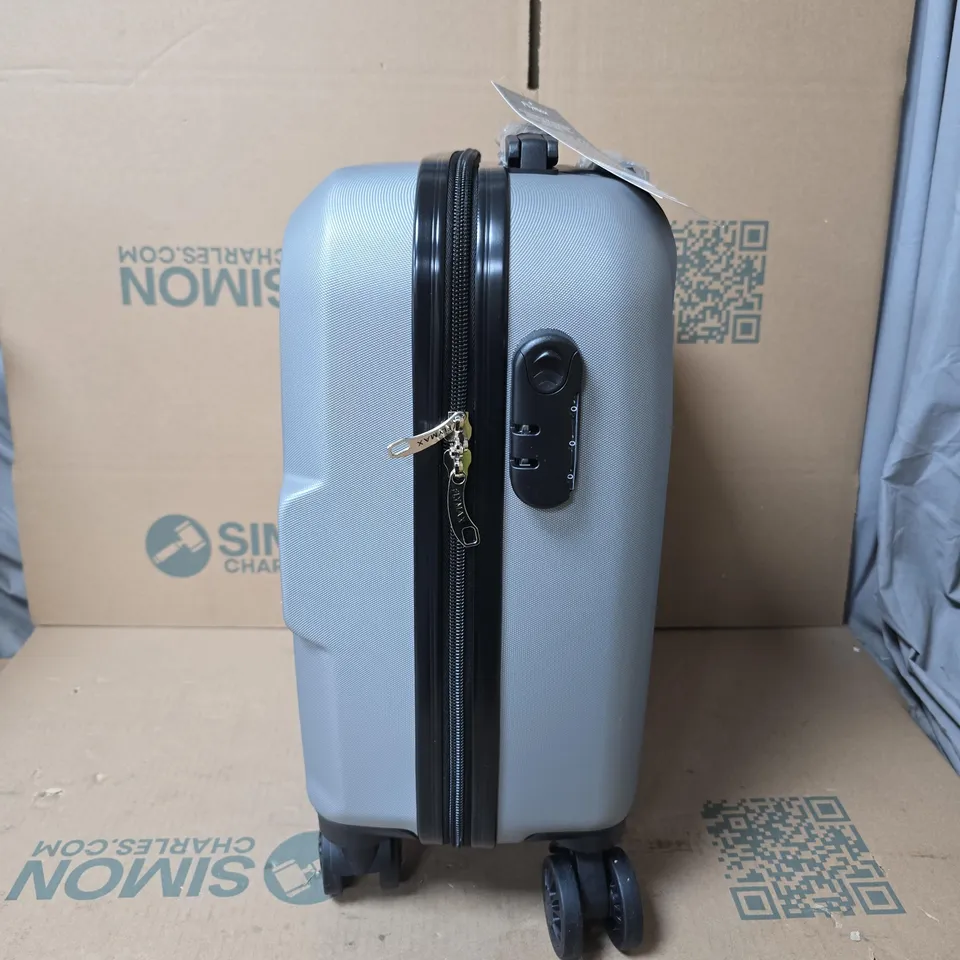 FLYMAX SILVER HARD-SHELL CARRY-ON LUGGAGE, 45X36X20 CM, 2.2 KG