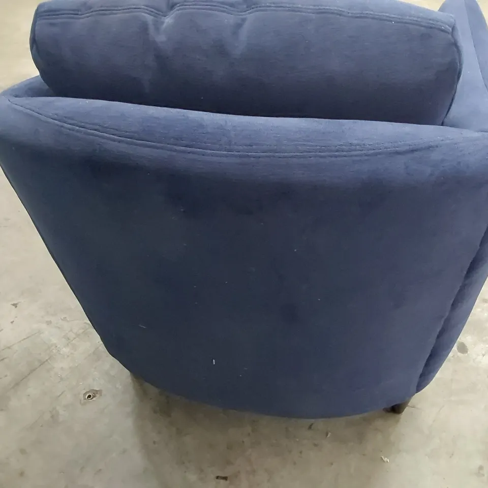 QUALITY BRITISH MADE LOUNGE Co TUB EASY CHAIR PLUSH BLUE FABRIC 