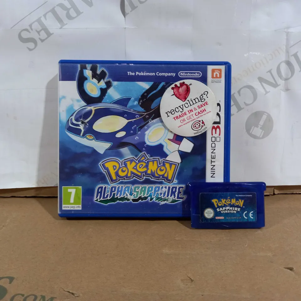 LOT OF TWO ASSORTED POKEMON GAMES TO INCLUDE POKEMON SAPPHIRE (GBA), POKEMON ALPHA SAPPHIRE (3DS)
