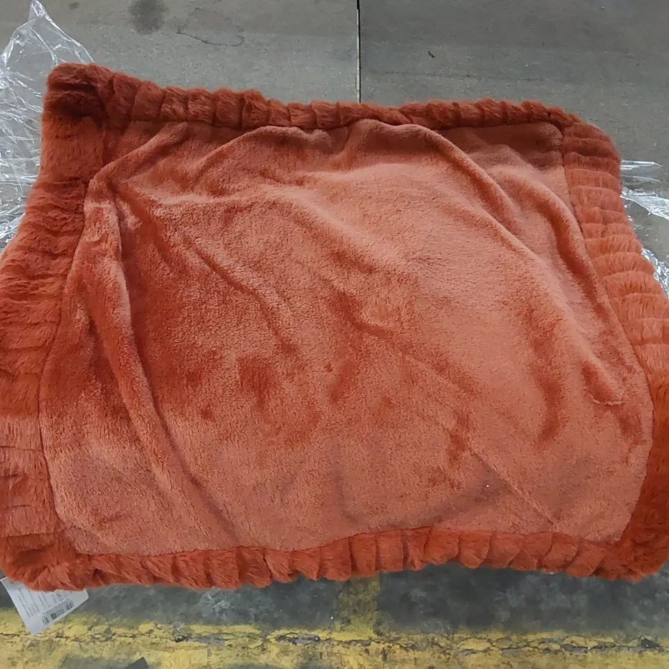 BAGGED VELVET AND FAUX FUR FLEECE LARGE SCATTER CUSHION COVER - BURNT ORANGE // 55 X 55CM (1 ITEM)