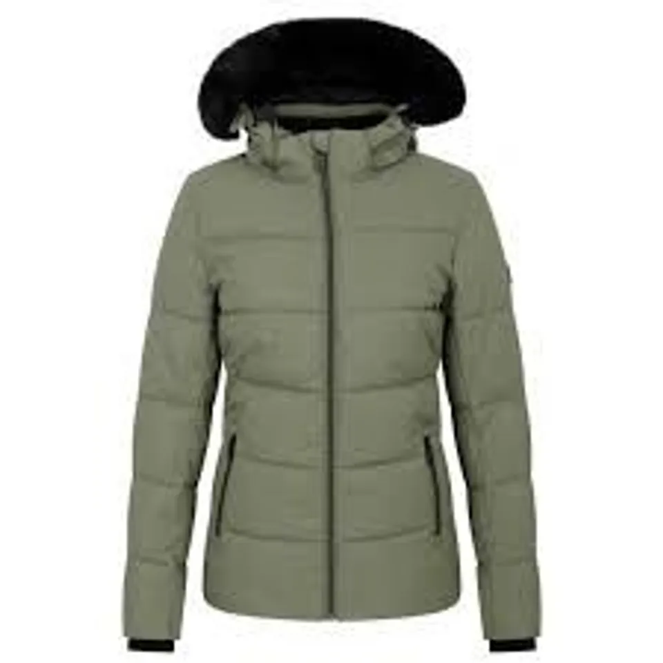 BRAND NEW DARE 2B WOMEN'S GLAMOURIZE V BAFFLED SKI JACKET IN OLIVINE GREEN - SIZE 14