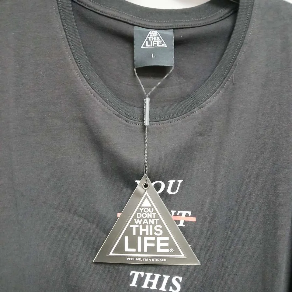 YOU DON'T WANT THIS LIFE REDLINE OVERSIZED T-SHIRT – BLACK, SIZE L