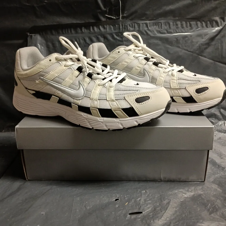 BOXED PAIR OF NIKE P-6000 TRAINERS IN WHITE/CREAM/BLACK SIZE UK 11