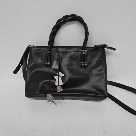 RADLEY BLACK LEATHER HANDBAG WITH TASSEL CHARMS AND CROSSBODY STRAP