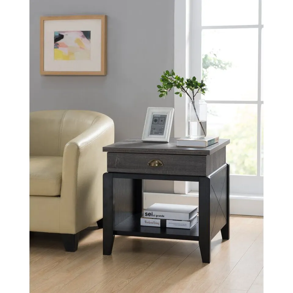 BOXED ZANOWITZ SIDE TABLE WITH  STORAGE 