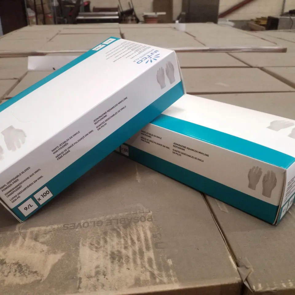PALLET CONTAINING APPROXIMATELY 600 INTCO VINYL GLOVES 100PK LARGE
