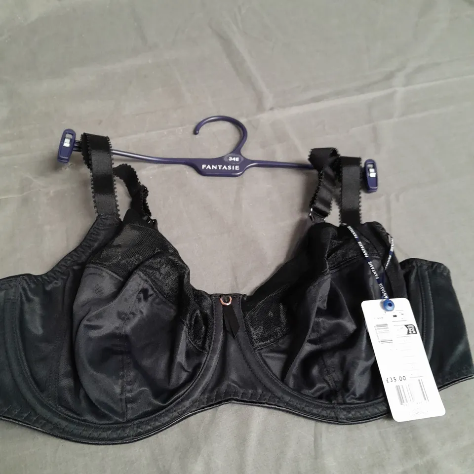 FANTASIE ILLUSION BRA BLACK SIZE 34E UNDERWIRED FULL CUP SIDE SUPPORT