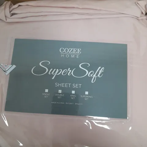 SUPERSOFT BY COZEE HOME FIITTED SHEETS IN ROSE SMOKE - DOUBLE