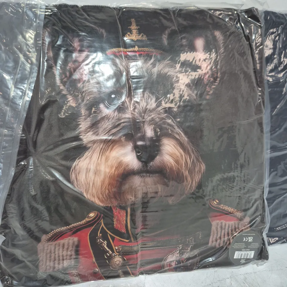 LOT OF 16 AS NEW TOP DOG SCHNAUZER THEMED FILLED CUSHIONS - APPROX 45X45CM