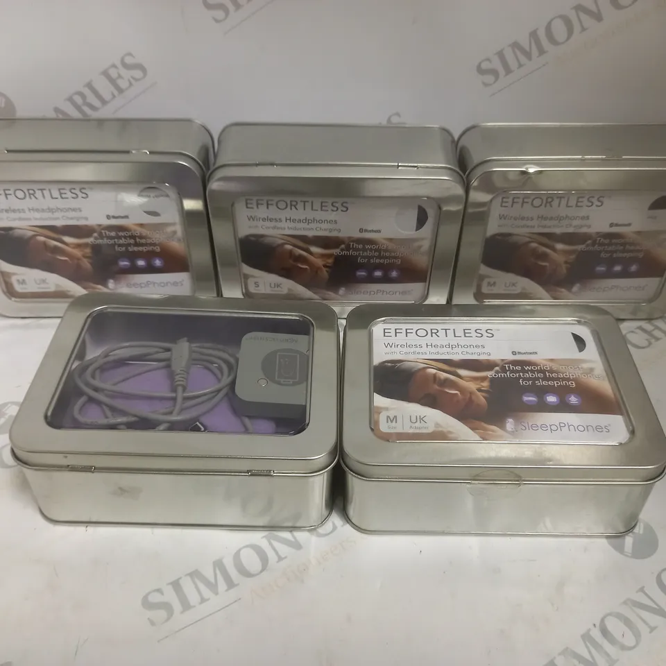 5 X BOXED SLEEPPHONES EFFORTLESS WIRELESS SLEEPING HEADPHONES IN VARIOUS SIZES & COLOURS 