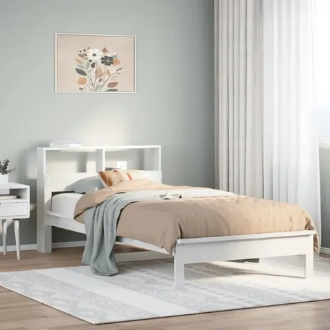 BOXED 17 STORIES BOOKCASE BED WITHOUT MATTRESS WHITE SMALL SINGLE SOLID WOOD (1 BOX)
