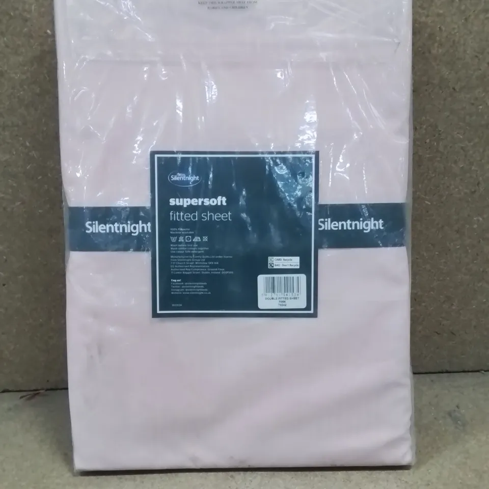 SILENTNIGHT SUPERSOFT FITTED SHEET, DOUBLE SIZE - PINK