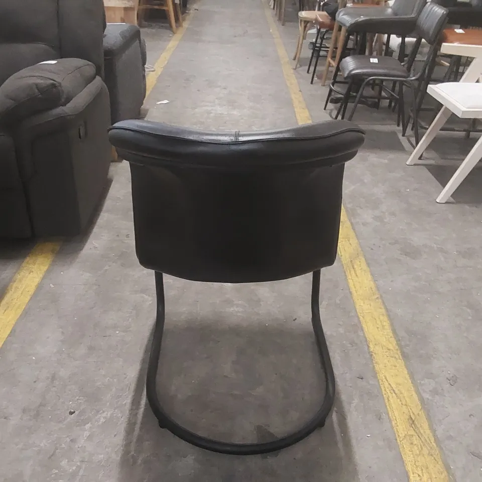 DESIGNER LEATHER DINING CHAIR WITH METAL BASE