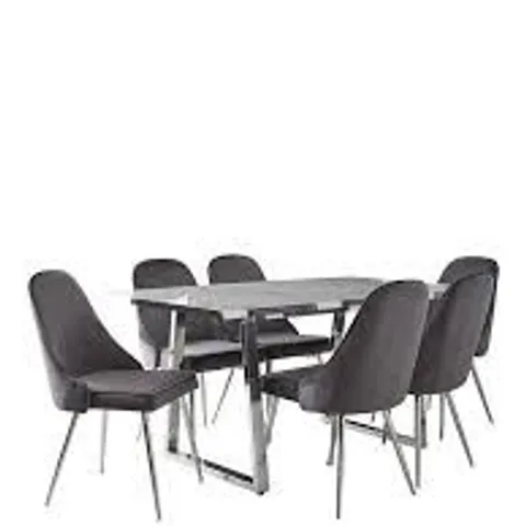 BOXED GRADE 1 IVY RECTANGLE TABLE SET IN MARBLE/CHROME - (4 BOXES)