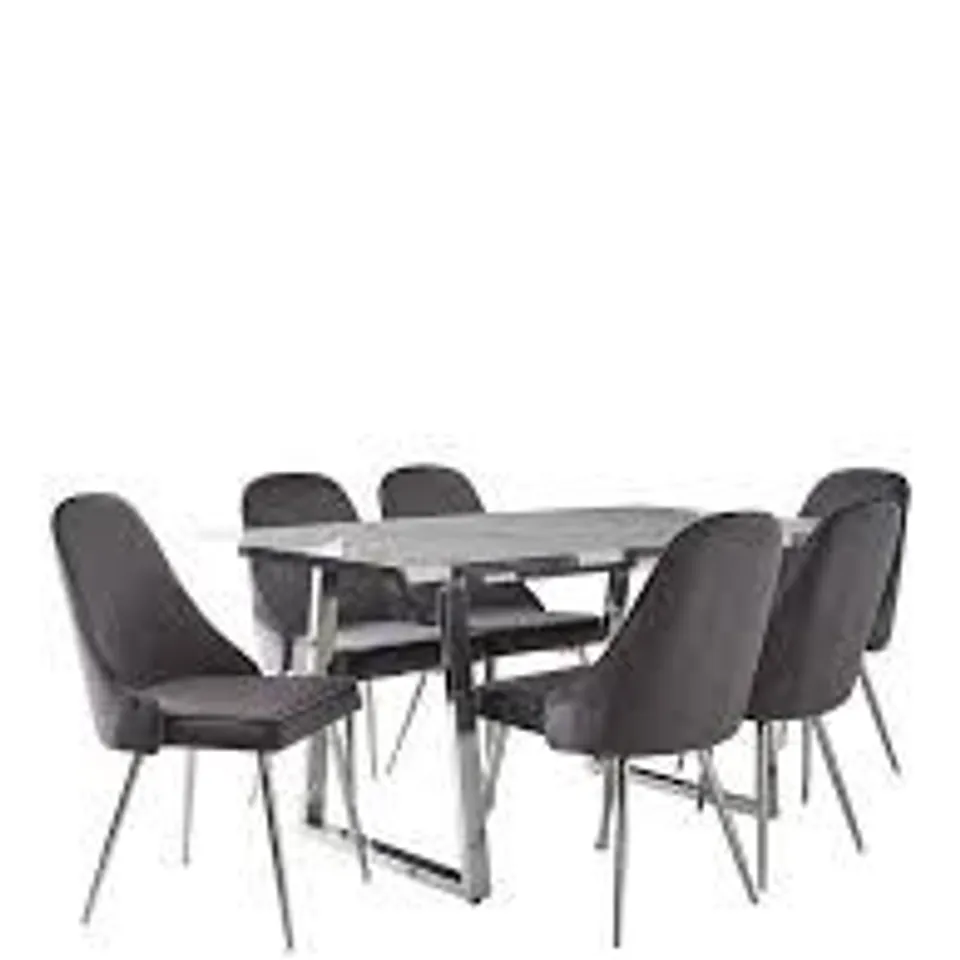 BOXED GRADE 1 IVY RECTANGLE TABLE SET IN MARBLE/CHROME - (4 BOXES)