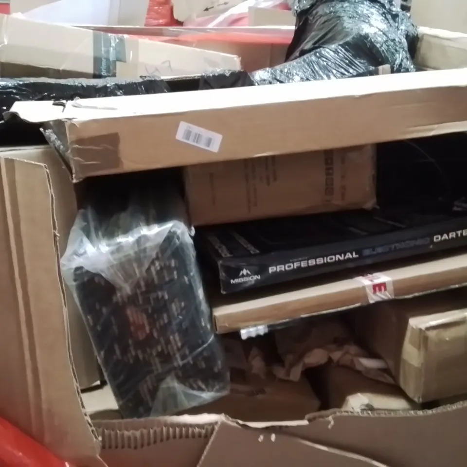 PALLET OF ASSORTED HOUSEHOLD GOODS AND PRODUCTS TO INCLUDE;ELECTRONIC DARTBOARD,CORDLESS POOL VACUUM,PHOTO FRAME