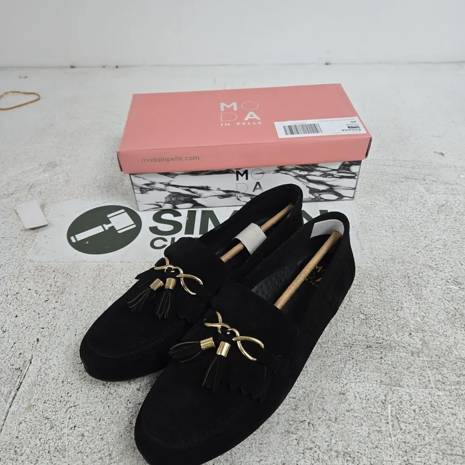 MODA IN PELLE BLACK SUEDE TASSEL LOAFERS – WOMEN'S UK 6.5