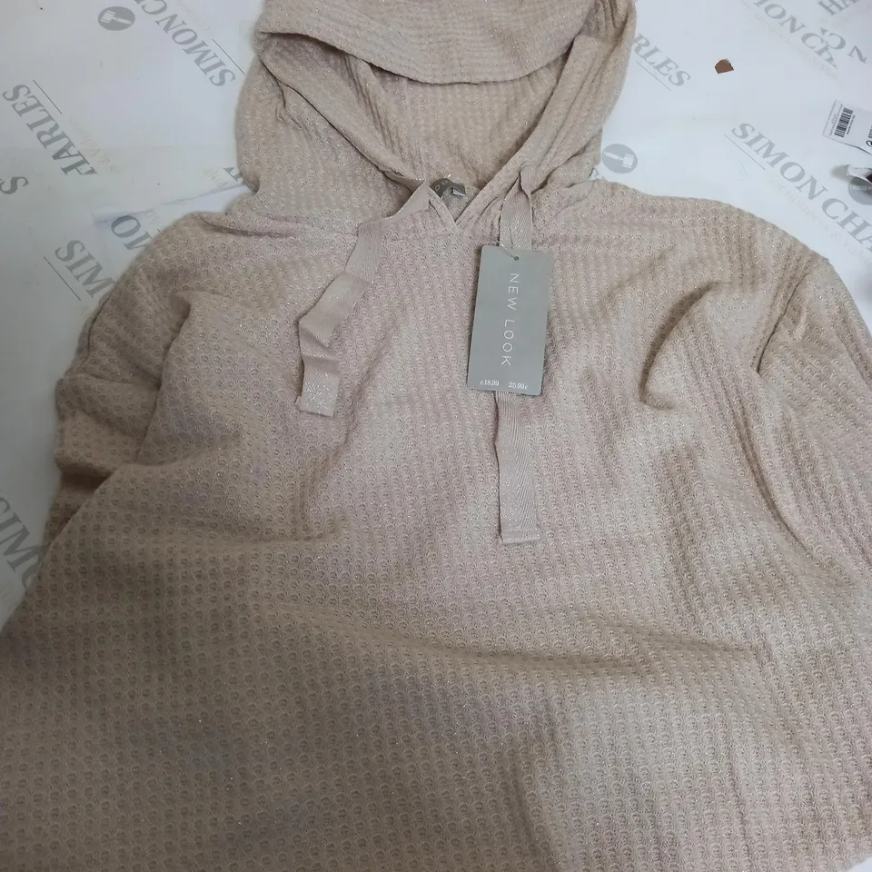 NEW LOOK GLITTER WAFFLE HOODIE - SIZE SMALL