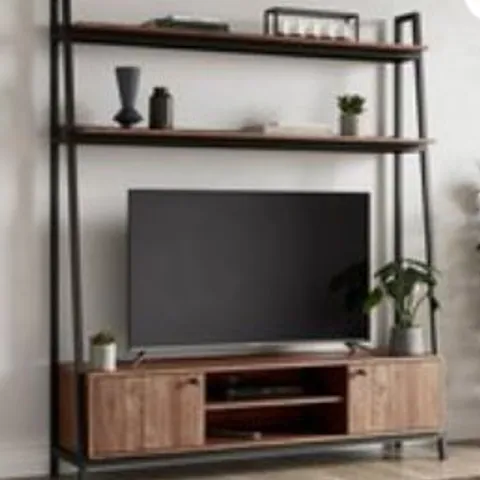 BOXED FULTON PINE LADDER SHELF TV UNIT FOR TVS UP TO 60" (2 BOXES)