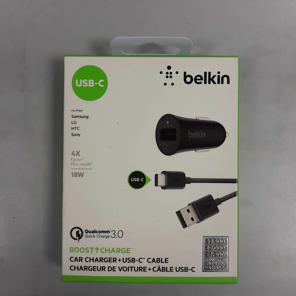 10 X BOXED BELKIN BOOST CHARGE 18W USB C CAR CHARGERS