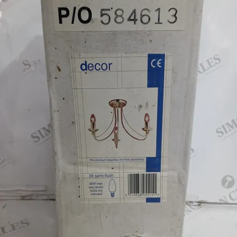 SEALED DΓCOR 3 LIGHT SEMI FLUSH CEILING LIGHT