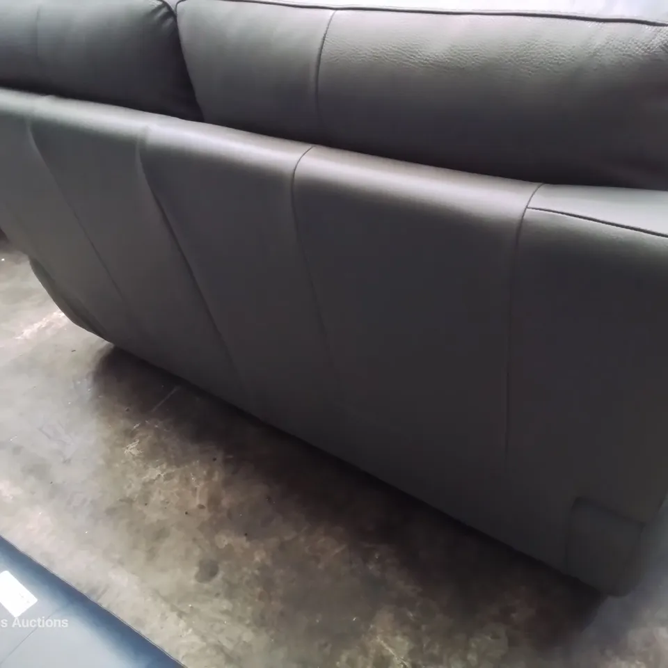 QUALITY ITALIAN DESIGNER TWO SEATER SOFA GREY LEATHER
