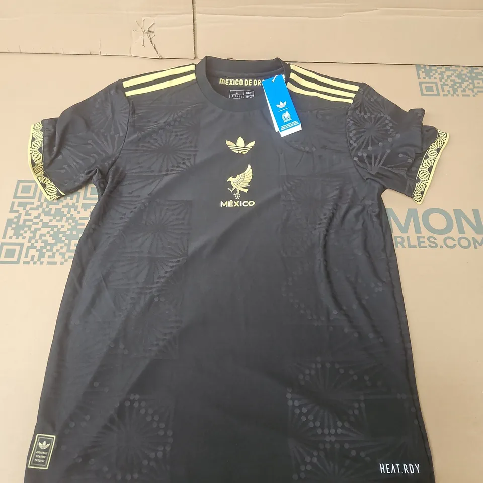 ADIDAS MEXICO FMF BLACK/GOLD JERSEY - UK LARGE