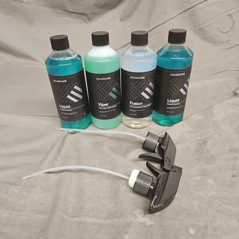 EZCARECARE APPROX 4 ASSORTED CAR CLEANING PRODUCTS TIO INCLUDE - LIQUID CERAMIC SHAMPOO - VIPER NON-ACIDIC WHEEL CLEANER - FUSHION ULTRA HYDROPHOBIC SPRAY SEALANT - COLLECTION ONLY