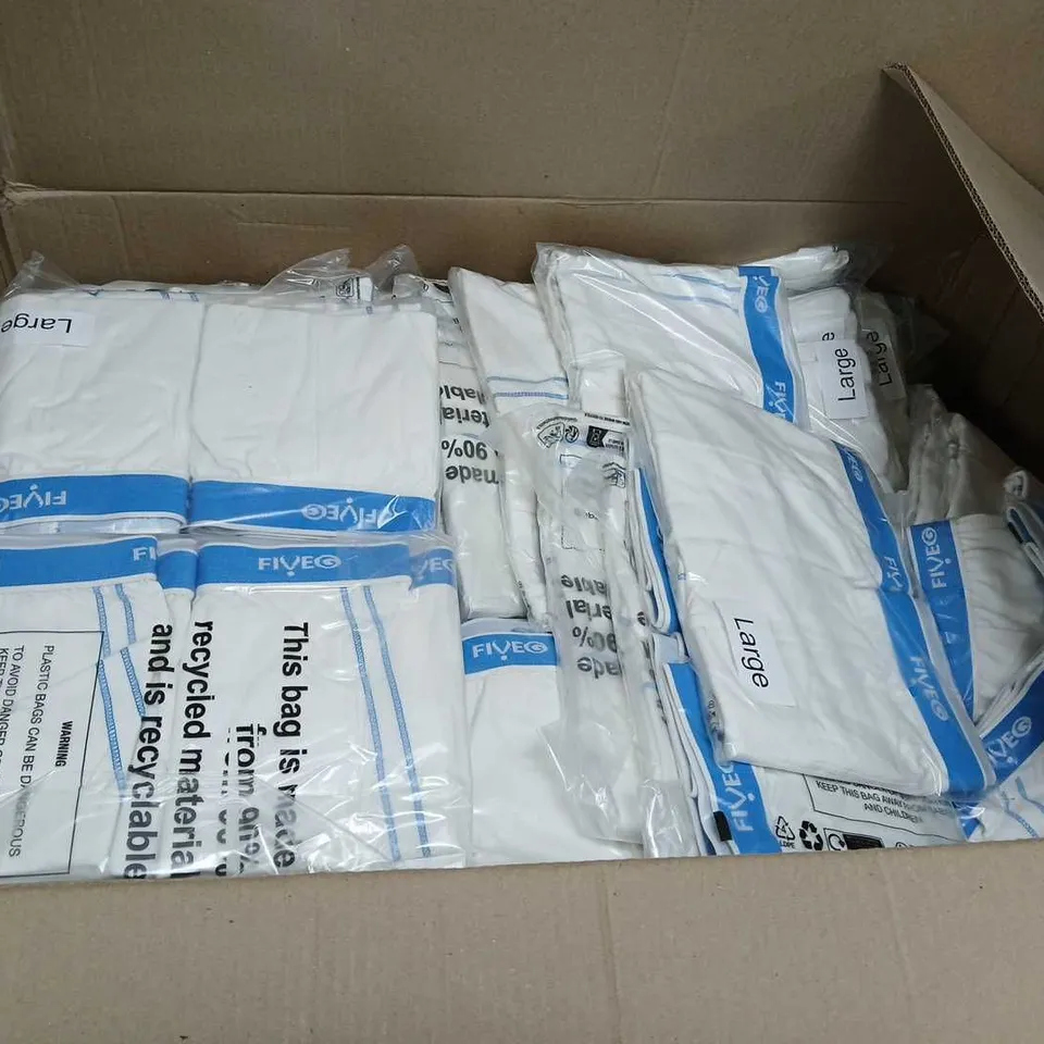 APPROXIMATELY 80 PACKS OF FIVE G WHITE LARGE BOXERS - COLLECTION ONLY 