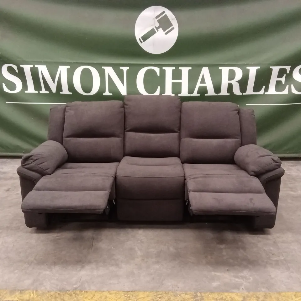 ALBION CHENILLE 3 SEATER HIGH BACK MANUAL RECLINER SOFA - CHARCOAL RRP £679