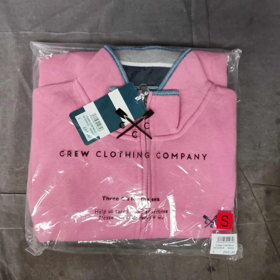 BAGGED CREW CLOTHING COMPANY CLASSIC 1/2 ZIP SWEATER IN ORCHID ROSE SIZE SMALL