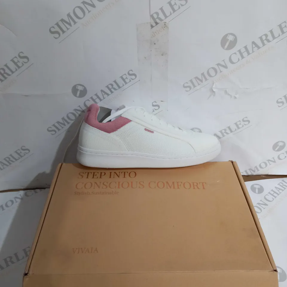 BOXED PAIR OF VIVAIA SIZE UE36 TRAINER V PRIME WHITE/PINK 