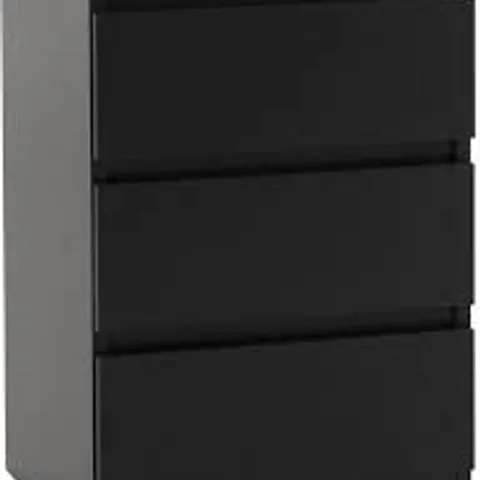 BOXED DUNELM MALVERN 3 DRAWER BEDSIDE TABLE BLACK (1 BOX)