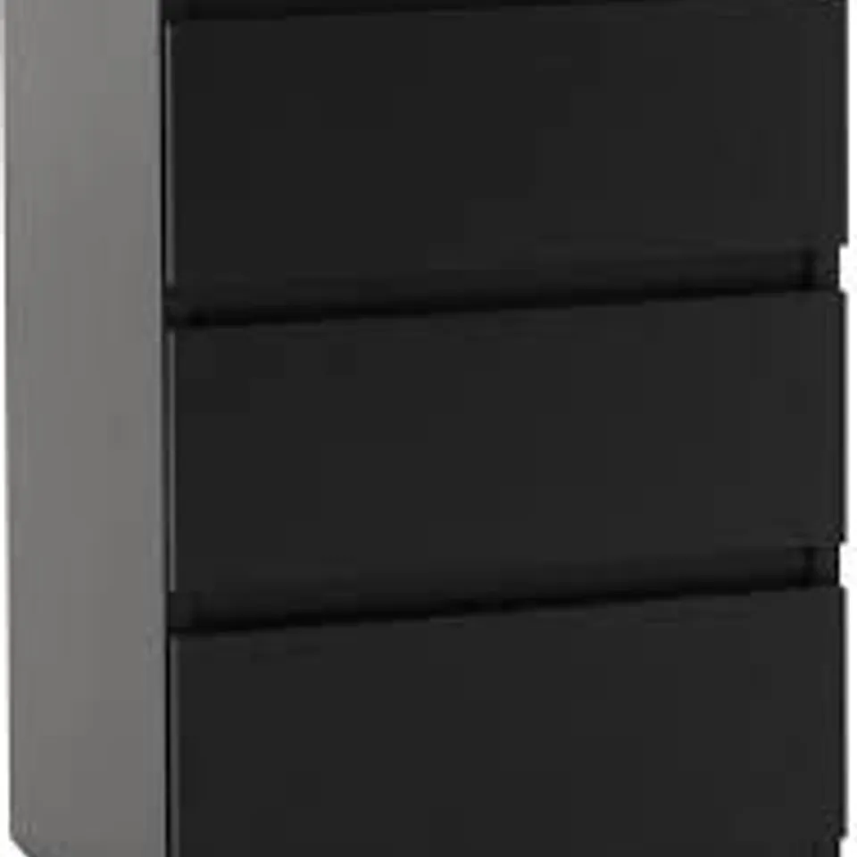 BOXED DUNELM MALVERN 3 DRAWER BEDSIDE TABLE BLACK (1 BOX)