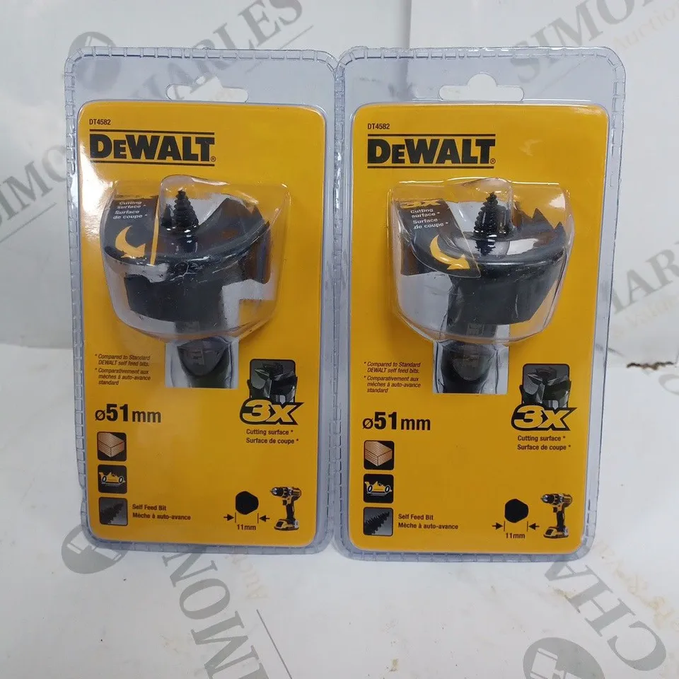 BOX OF TWO SEALED DEWALT 51MM SELF-FEED DRILL BITS DT4582
