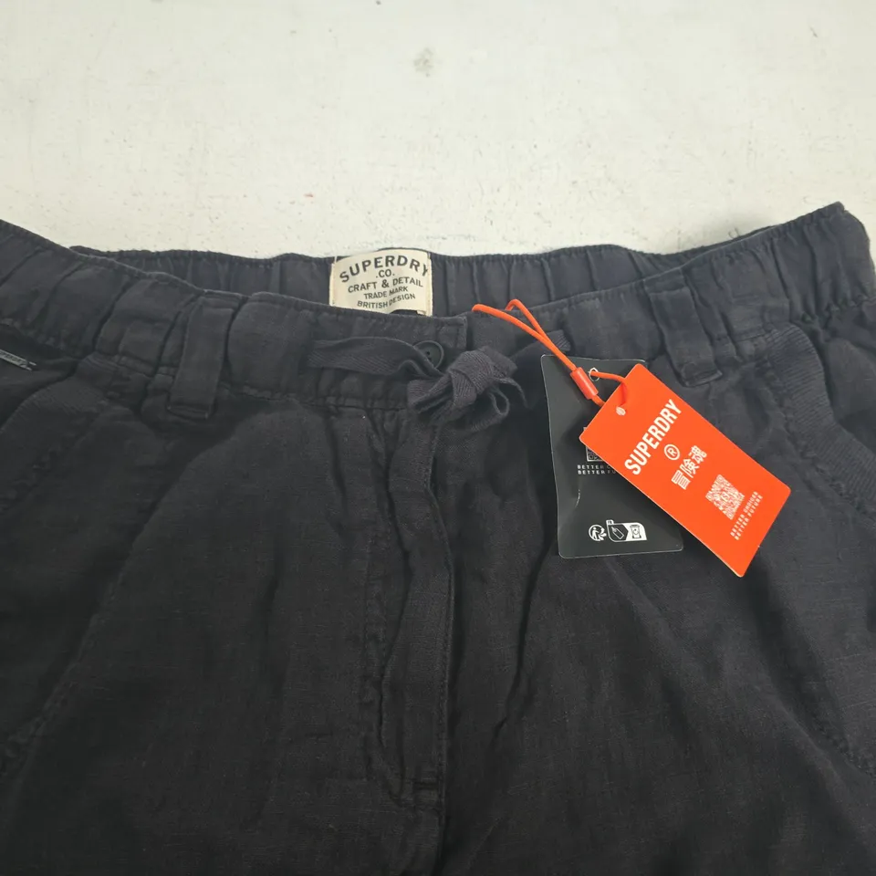 SUPERDRY BLACK LOOSE FIT TROUSERS IN BLACK - UK S