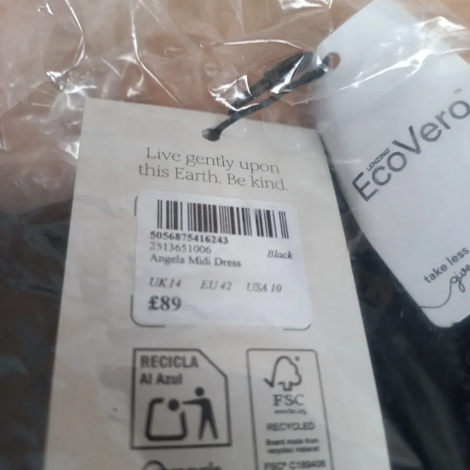NOBODYS CHILD ANGELA MIDI DRESS – BLACK, UK14 (EU42) – ECOVERO FABRIC