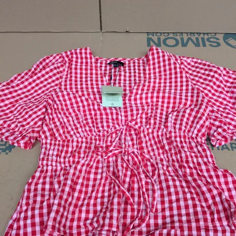 NOBODYS CHILD CORDELIA TOP – RED & WHITE GINGHAM, UK 12