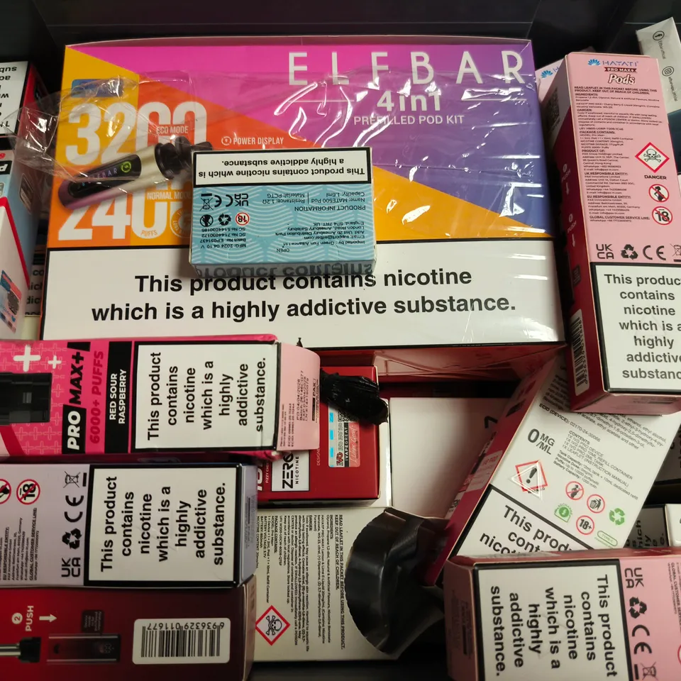 APPROXIMATELY 20 ASSORTED E-CIGARETTE PRODUCTS TO INCLUDE BRANDS SUCH AS HAYATI, ELFBAR, IVG, ETC - COLLECTION ONLY
