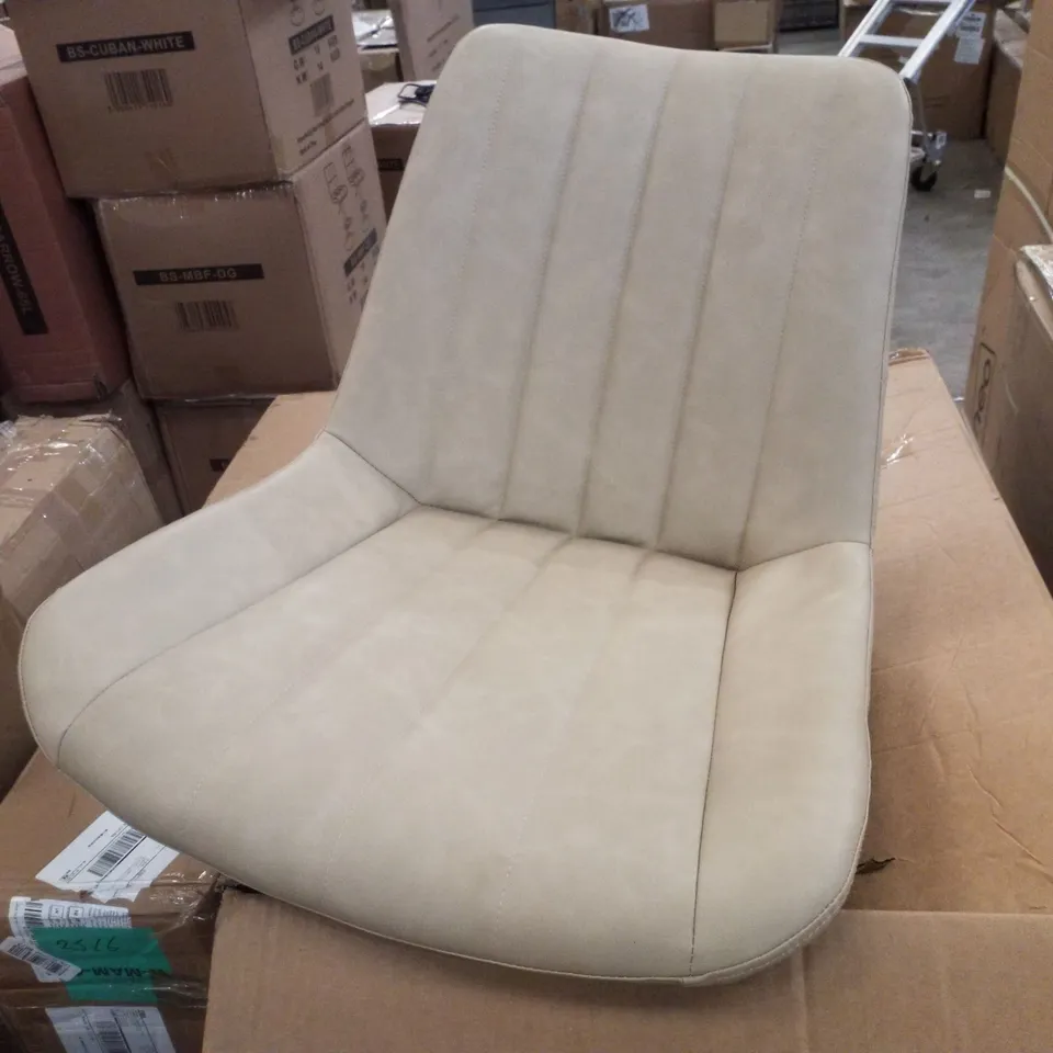 BOXED SET OF 2 FAUX LEATHER DINING CHAIRS - BEIGE