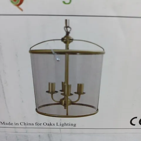 OAKS LIGHTING FERN 4 LIGHT FOYER CEILING LANTERN PENDANT LIGHT ANTIQUE BRASS