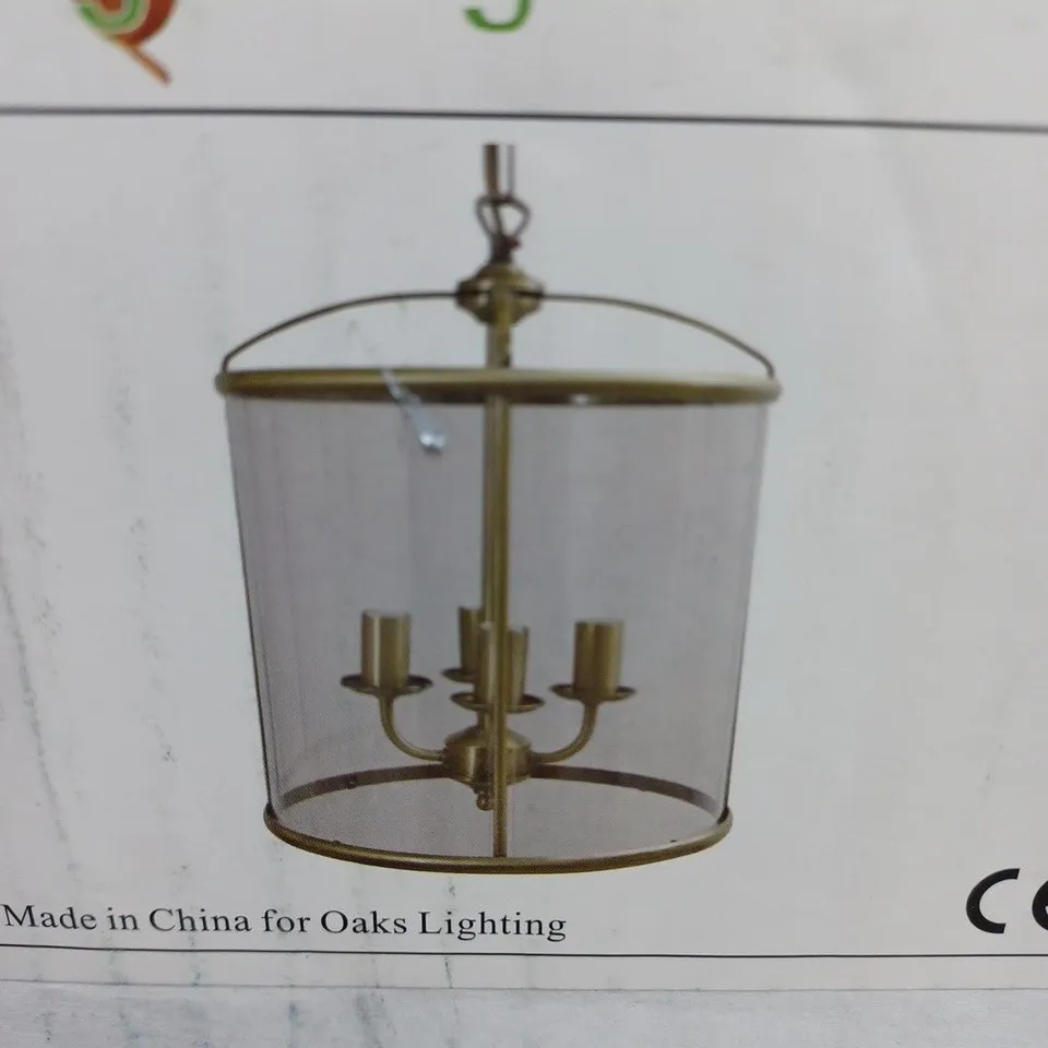 OAKS LIGHTING FERN 4 LIGHT FOYER CEILING LANTERN PENDANT LIGHT ANTIQUE BRASS