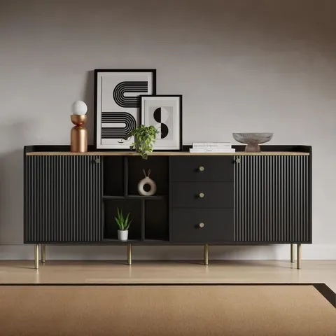 BOXED GEORGI EXTRA WIDE SIDEBOARD - BLACK (2 BOXES)