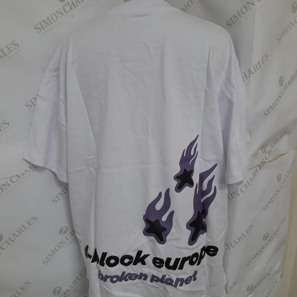 BROKEN PLANET ROLLING STONE PRINTED TEE IN WHITE SIZE M